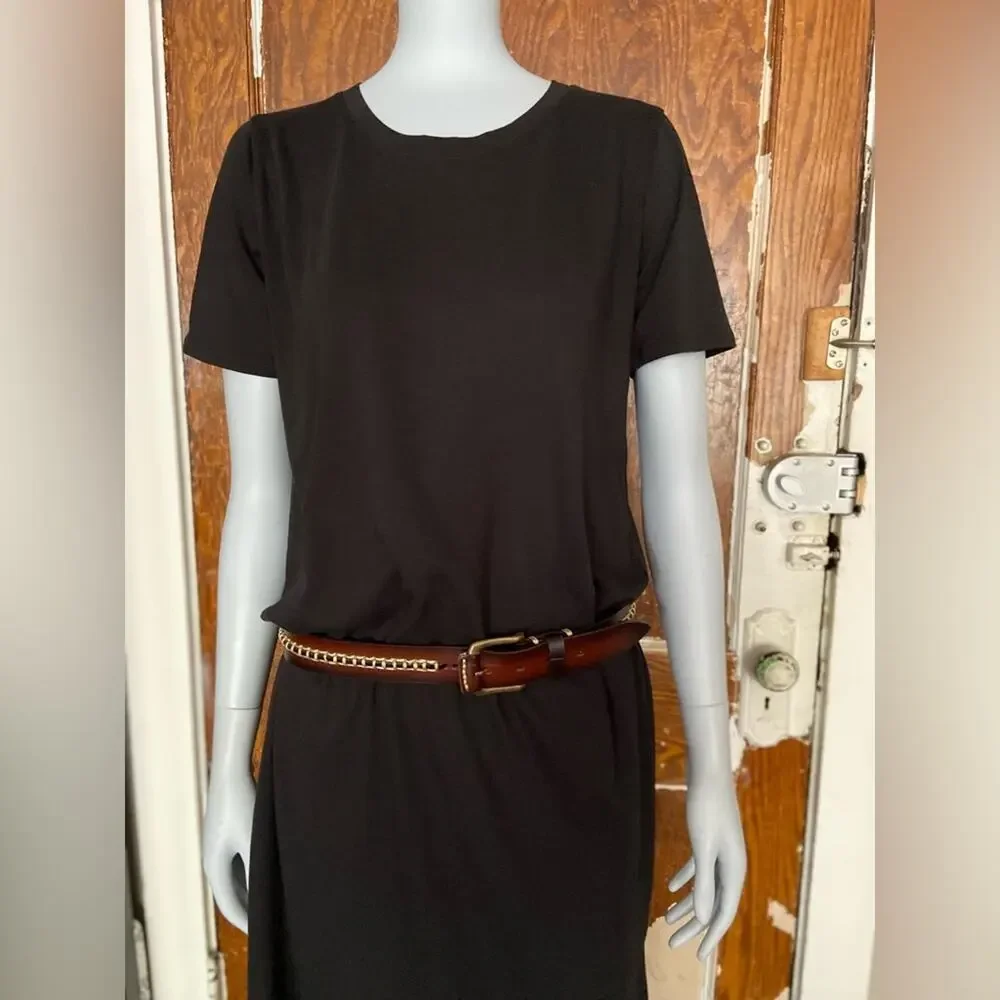 JCREW Black Short Sleeve Midi T-Shirt Dress sz XS